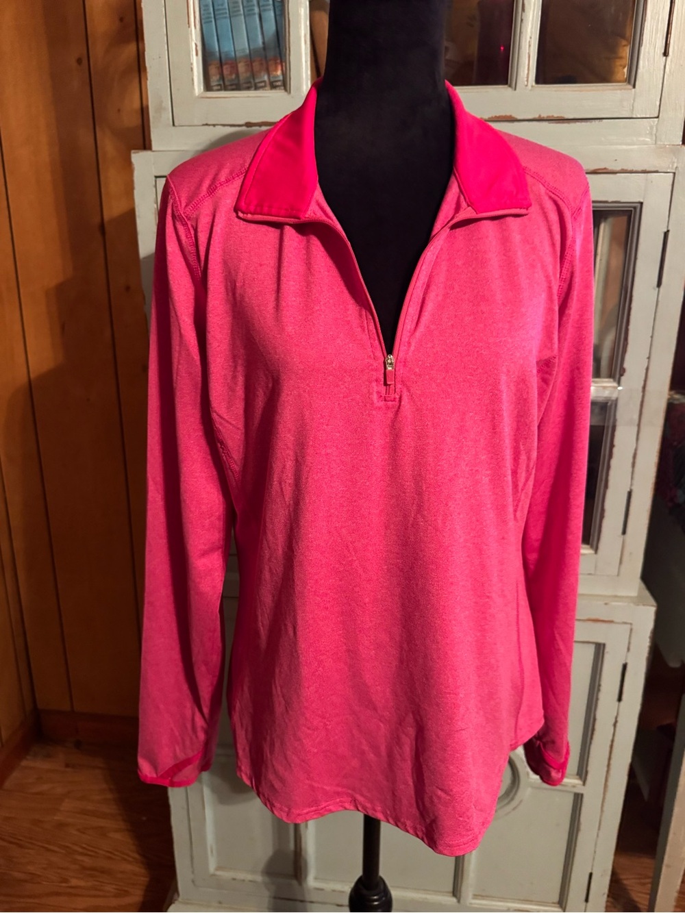 Women's Hot Pink Quarter-Zip Pullover Danskin Now Size M 12 14 B16